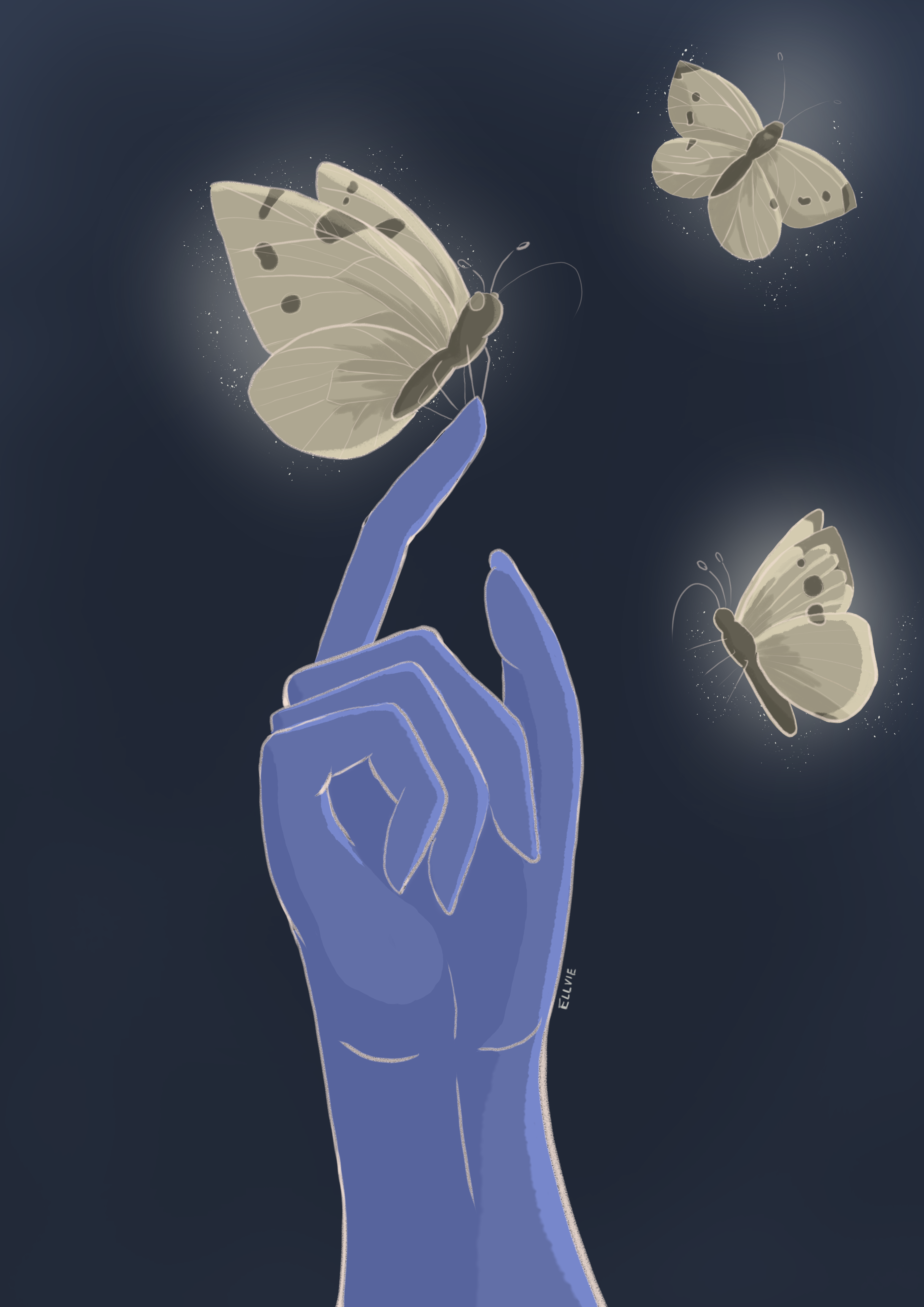 Three white butterflies